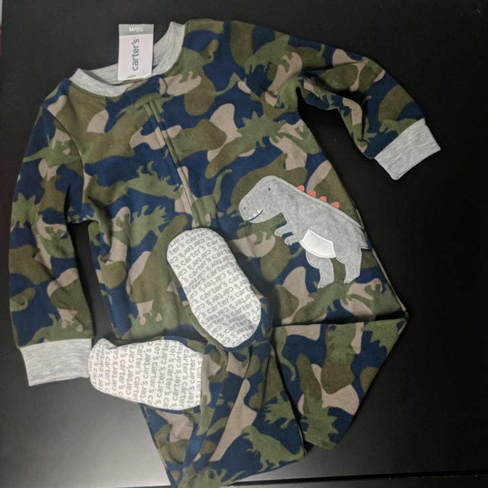Carter's Dinosaur Camo Footie PJ NWT 18M